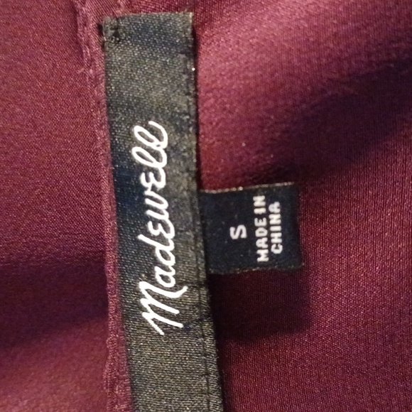 Madewell Burgundy Silk Ruffle- Hem Wrap Top With Tie. Size S - Picture 8 of 12